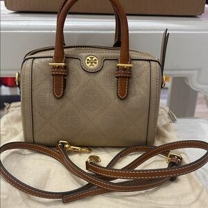 Tory Burch Beige and Brown Satchel